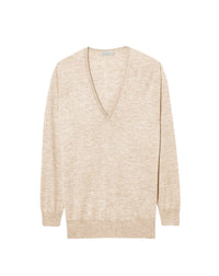 Ultra-fine cashmere oversized V-neck jumper - Sepia