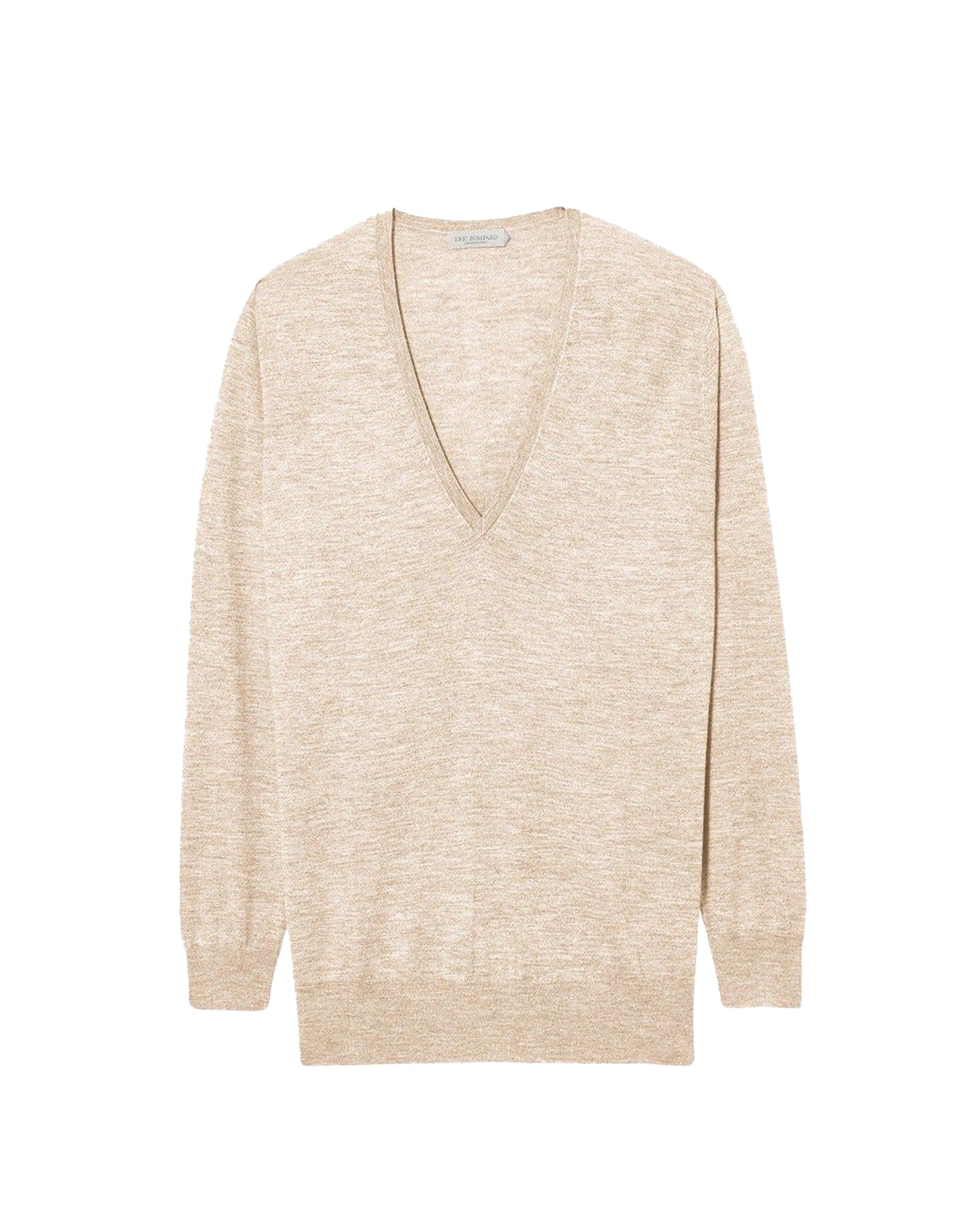 Ultra-fine cashmere oversized V-neck jumper - Sepia