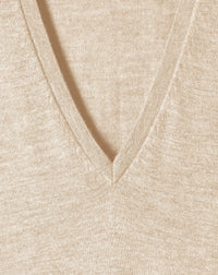 Ultra-fine cashmere oversized V-neck jumper - Sepia