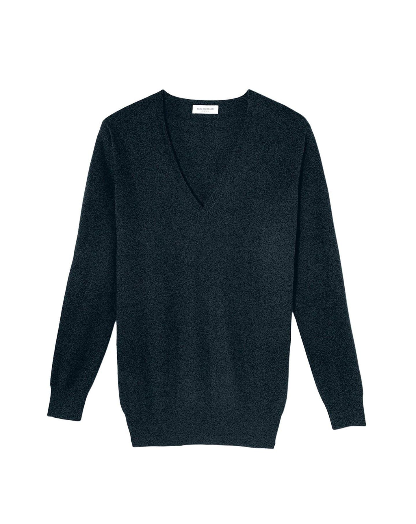 Ultra-fine cashmere oversized V-neck jumper - Graphite