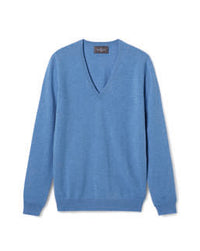 Pull Col V Classique - Bleu Kinetic Chine