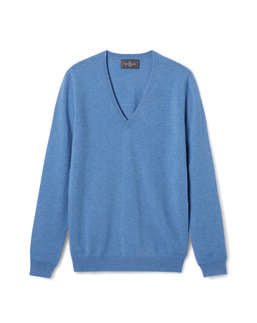 Pull Col V Classique - Bleu Kinetic Chine