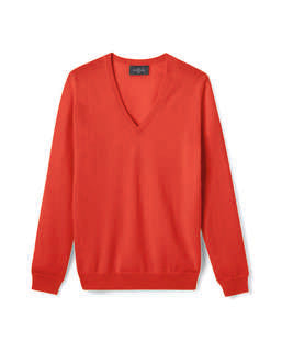 Pull Col V Classique - Rouge Gorge