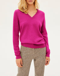 Soft cashmere V-neck jumper - Tourterelle