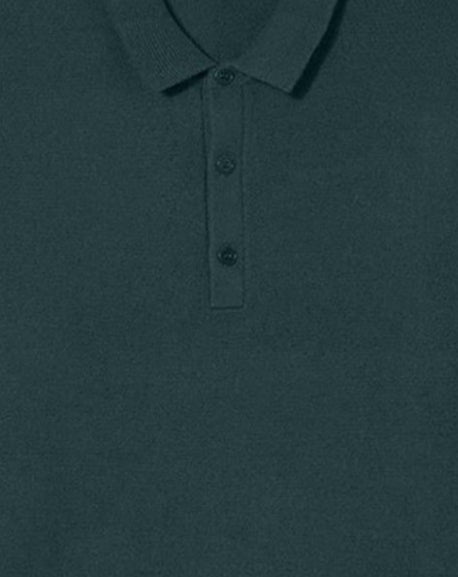 Cashmere button polo shirt - Petrole