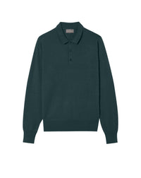 Cashmere button polo shirt - Petrole