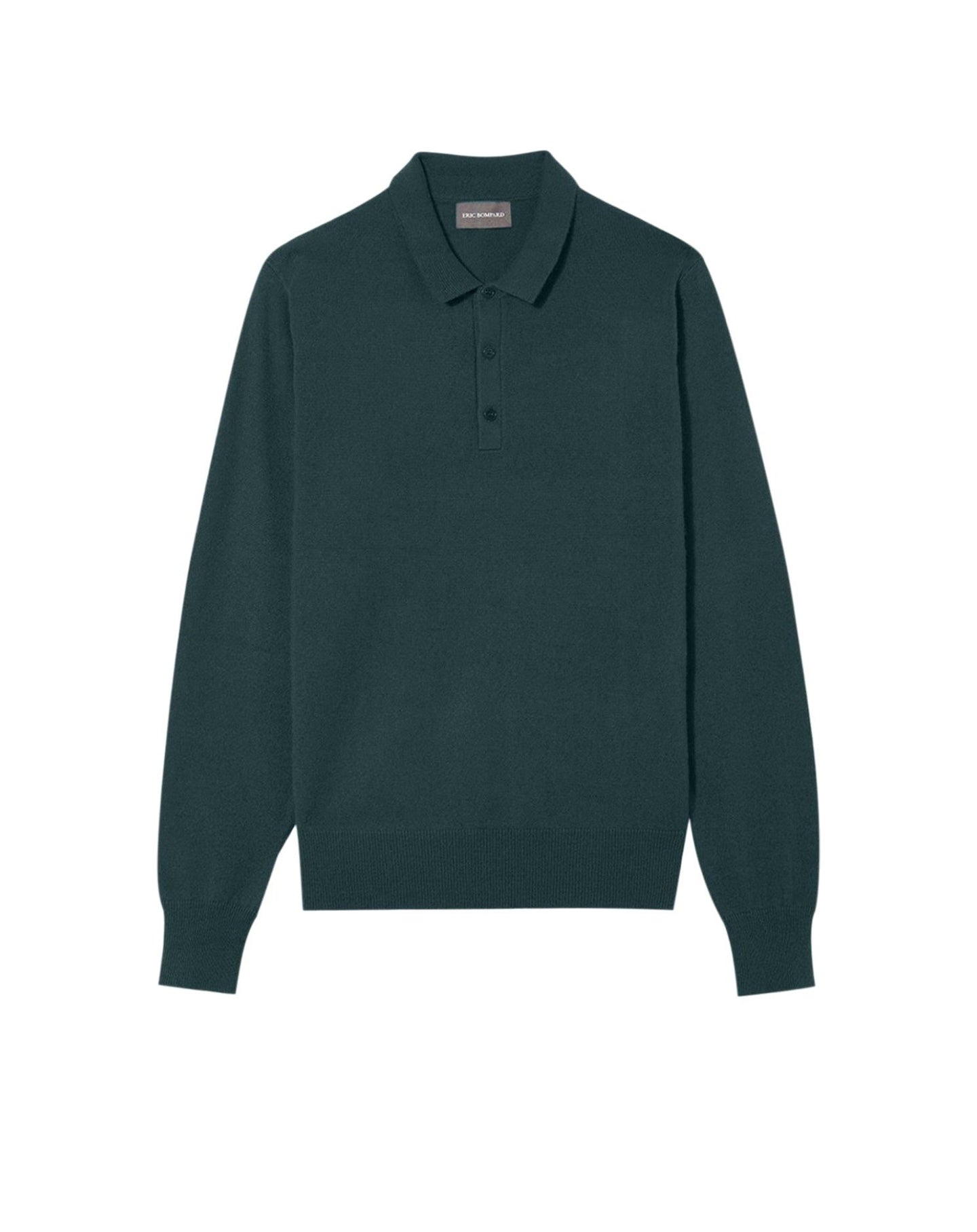 Cashmere button polo shirt - Petrole
