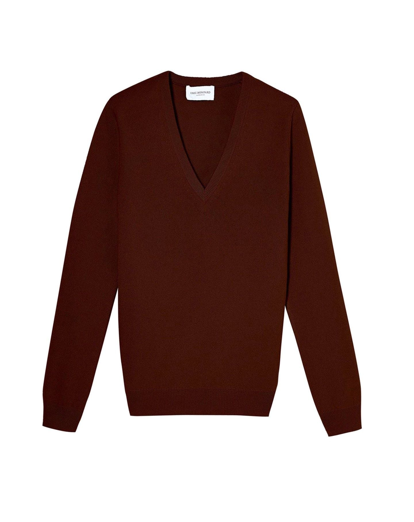 Soft cashmere V-neck jumper - Rouge Girofle