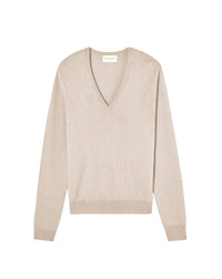 Soft cashmere V-neck jumper - Tourterelle