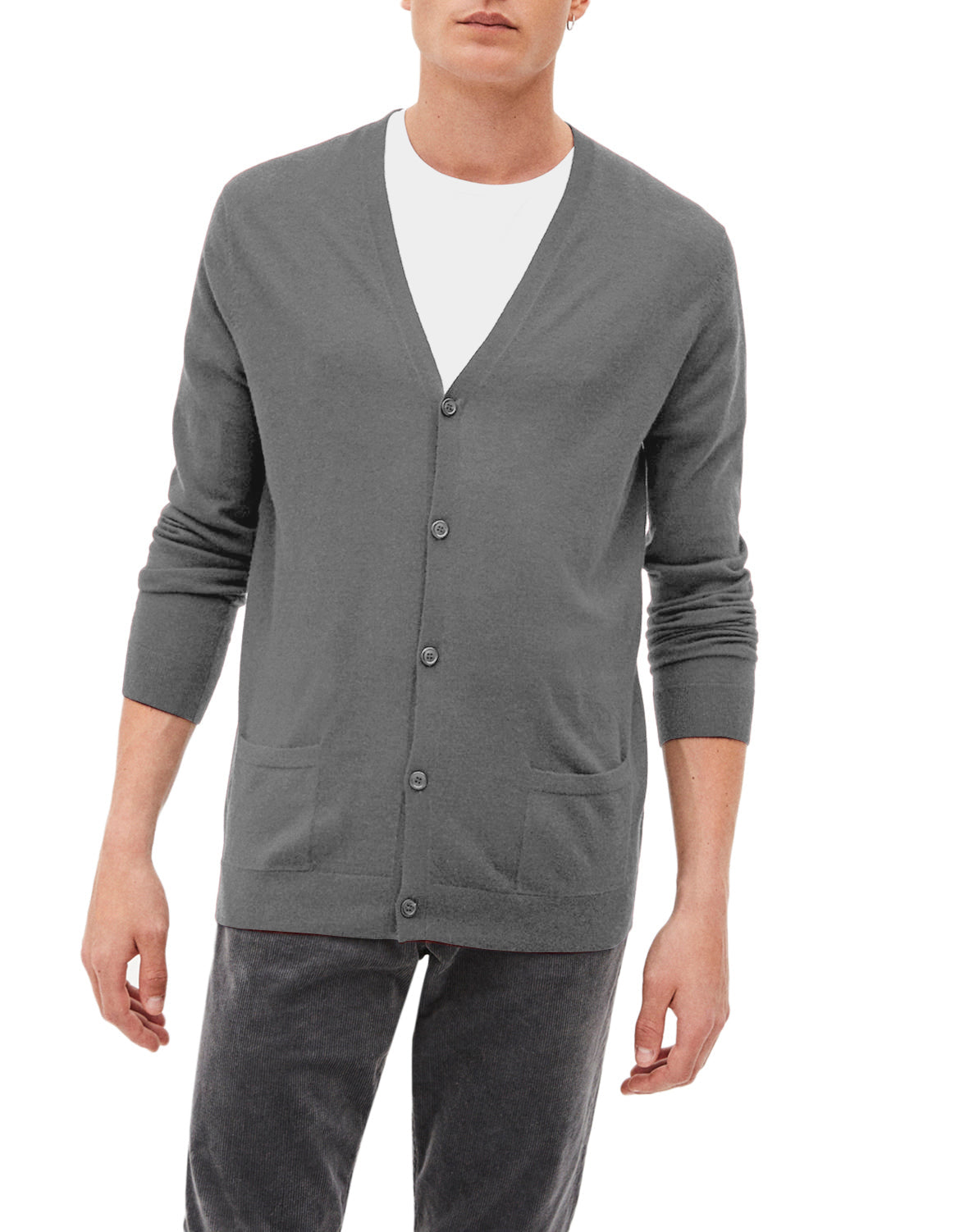Ultra-thin cashmere cardigan with pockets - Béton