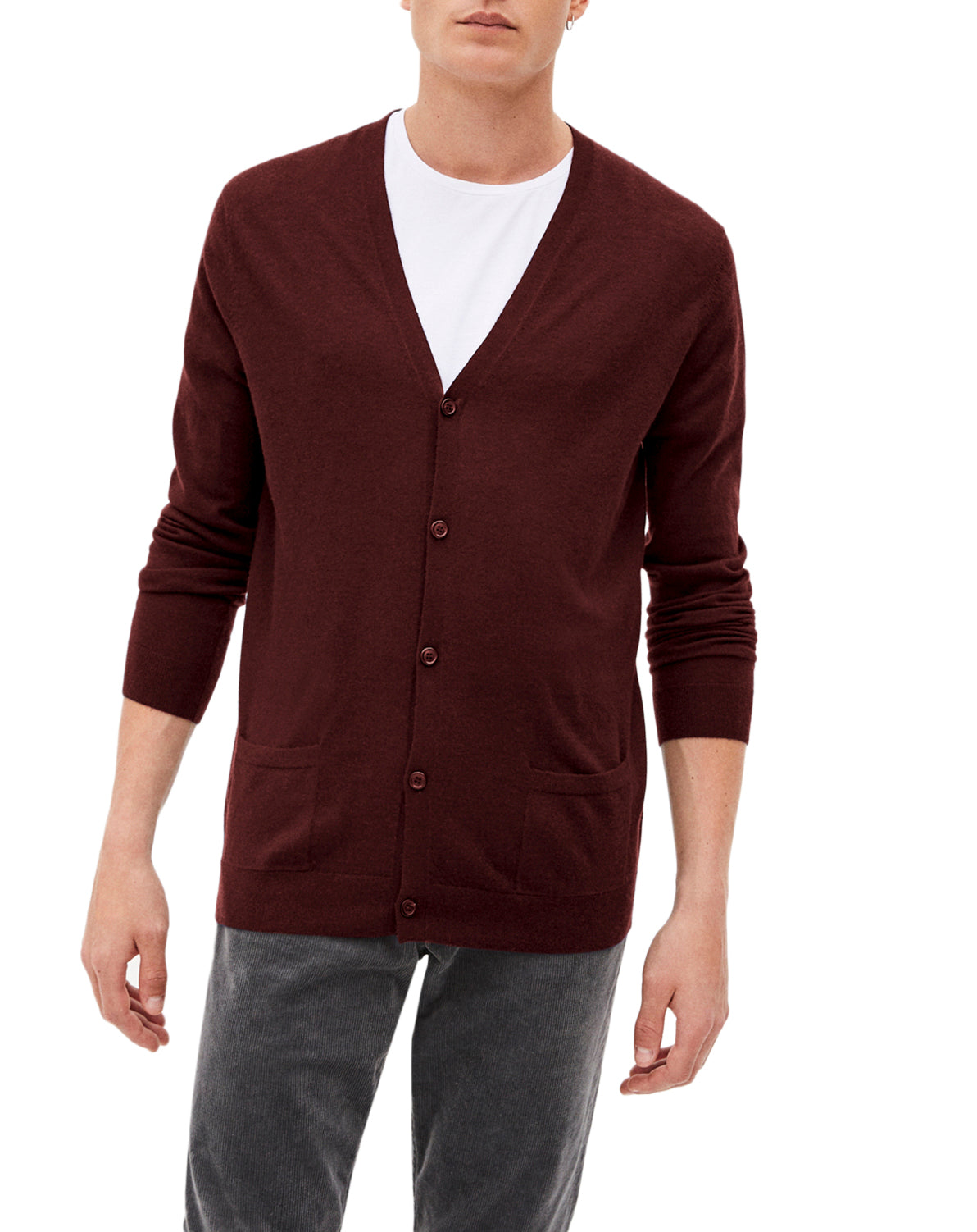 Ultra-fine cashmere V cardigan - Chalk grey