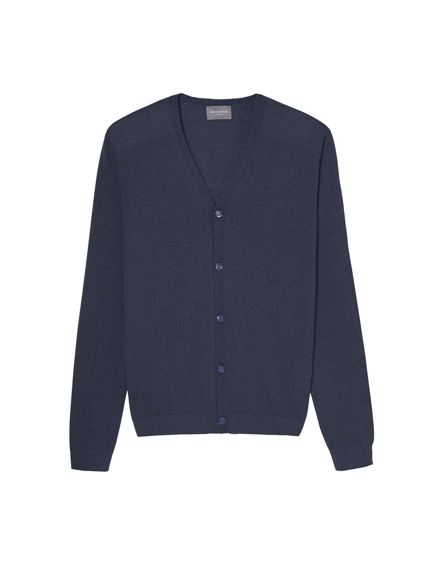 Ultra-thin cashmere cardigan with pockets - Indigo
