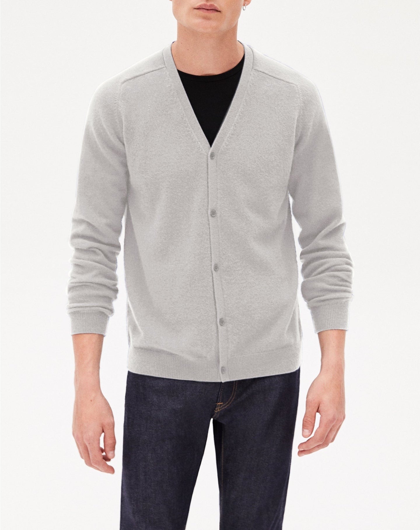 Fitted cashmere cardigan with hammered armholes - Givre