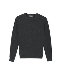 Cashmere and wool Suede Patch Crew Neck Sweater - Anthracite