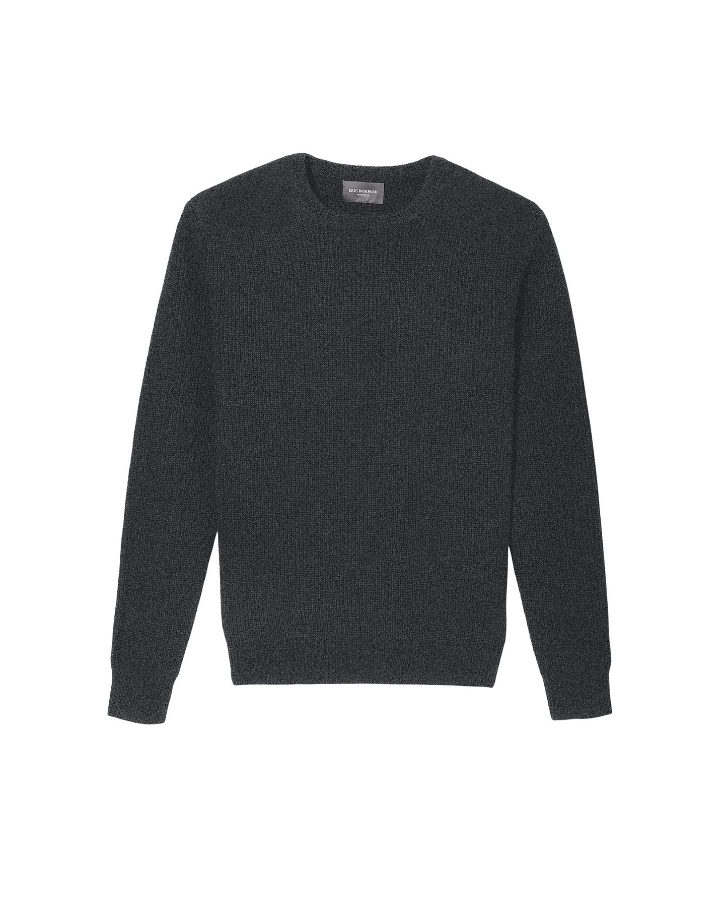 Cashmere and wool Suede Patch Crew Neck Sweater - Anthracite