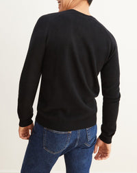 Pull à col V ajusté à manche marteau en cachemire - Rouge Cranberry