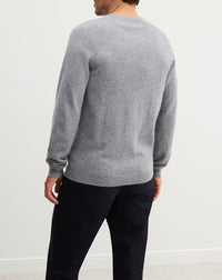 Cashmere hammer neck V-neck jumper - Bleu Notte