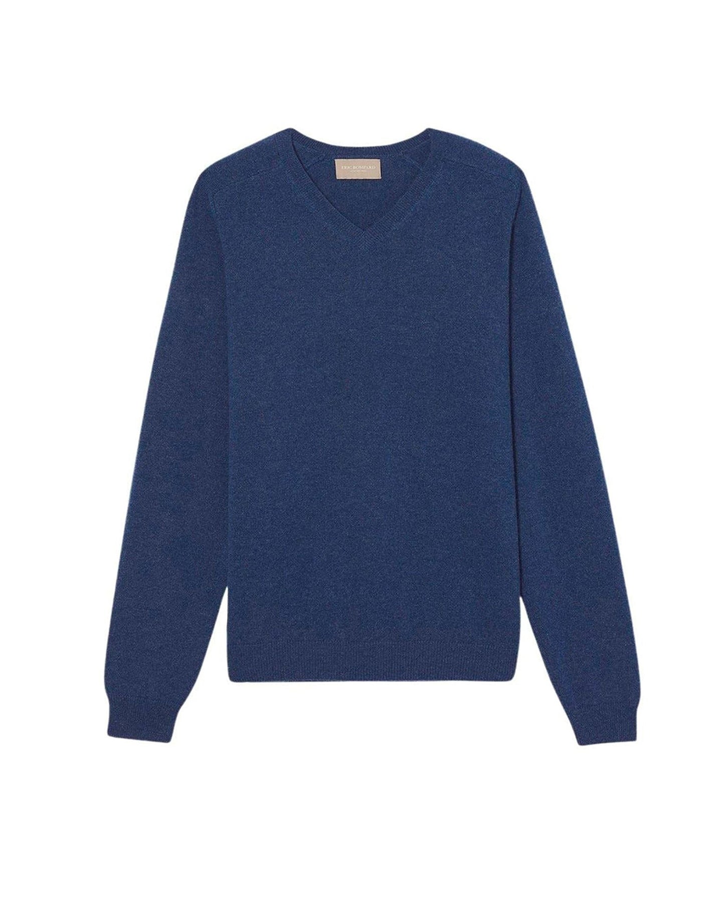 Pull V ajusté emmanchures marteau en cachemire - Indigo