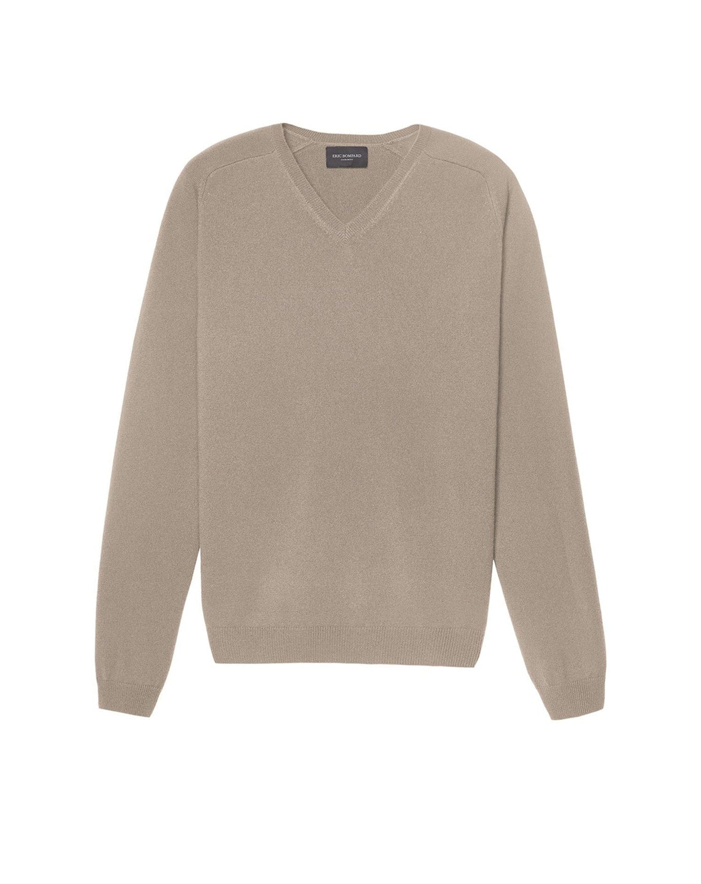 Cashmere hammer neck V-neck jumper - Beige Jupiter