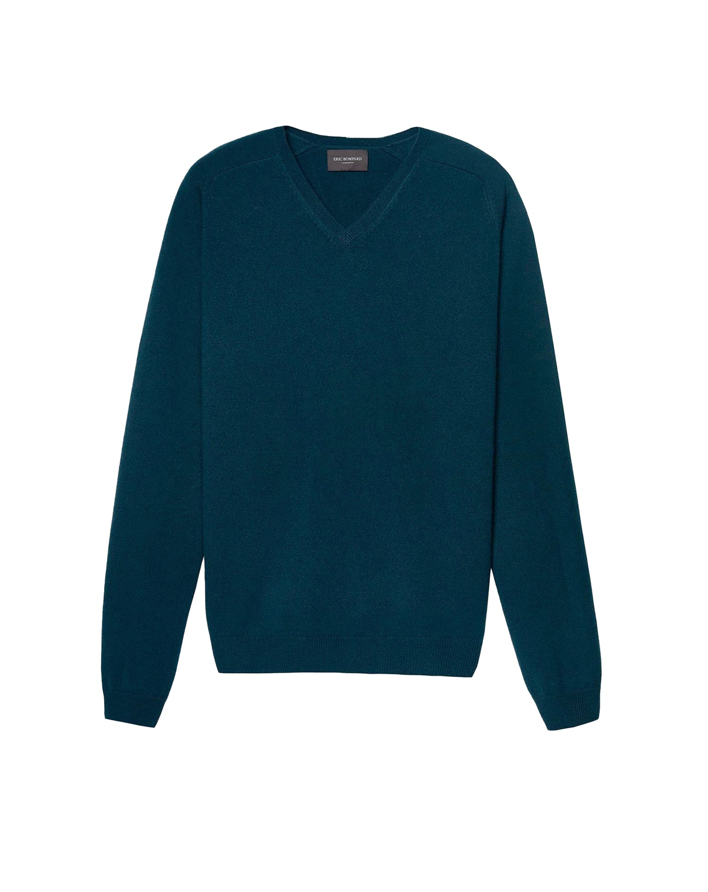 Cashmere hammer neck V-neck jumper - Bleu Notte
