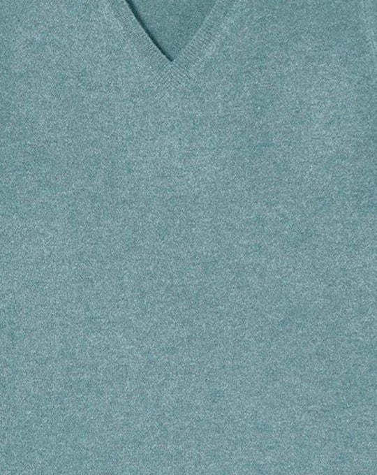 Cashmere hammer neck V-neck jumper - Plumage Blue