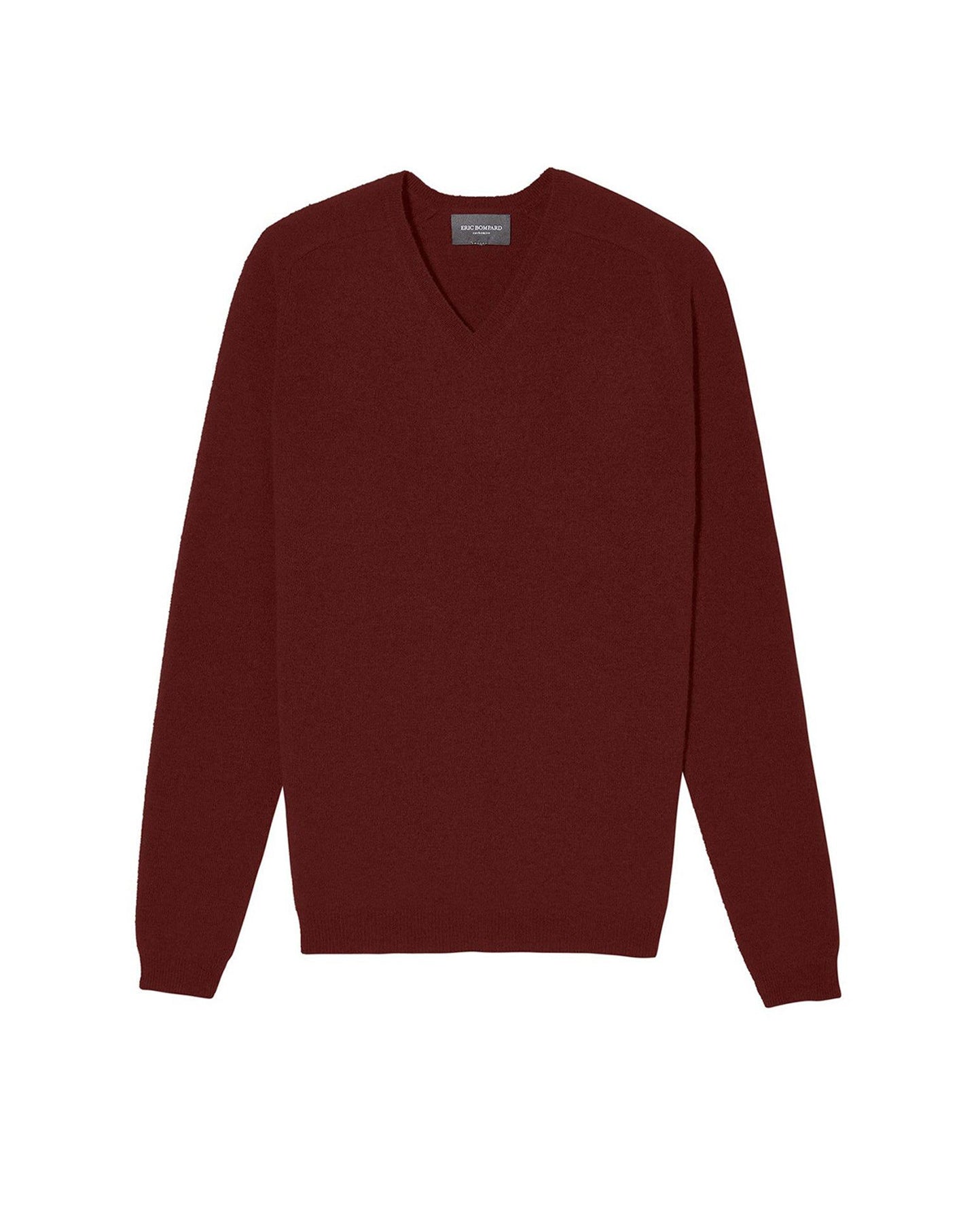Pull à col V ajusté à manche marteau en cachemire - Rouge Cranberry