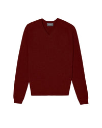 Cashmere hammer neck V-neck jumper - Rouge Girofle