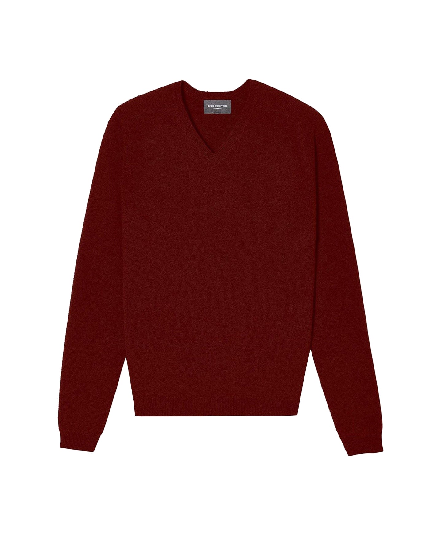 Cashmere hammer neck V-neck jumper - Rouge Girofle