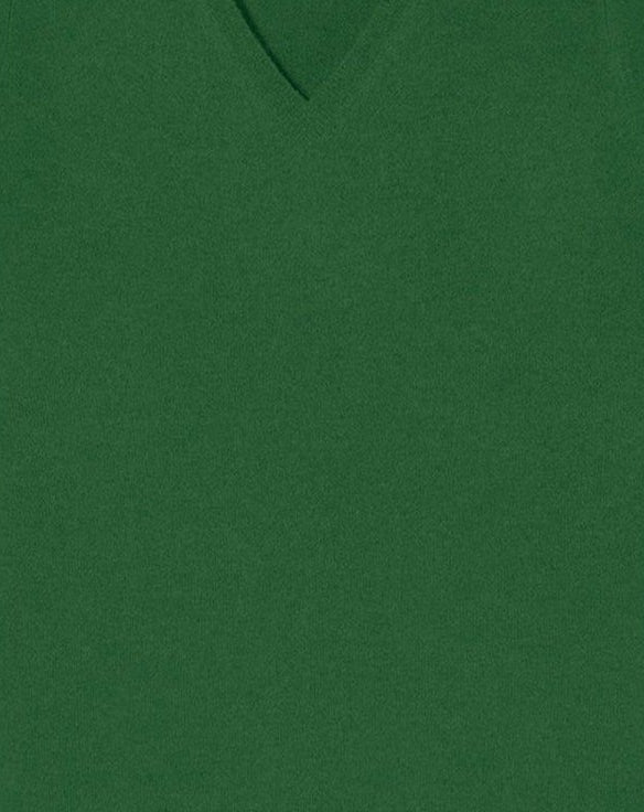 Pull à col V ajusté à manche marteau en cachemire - Vert Empire
