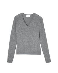 Cashmere V-neck jumper with raglan armholes - Flannel