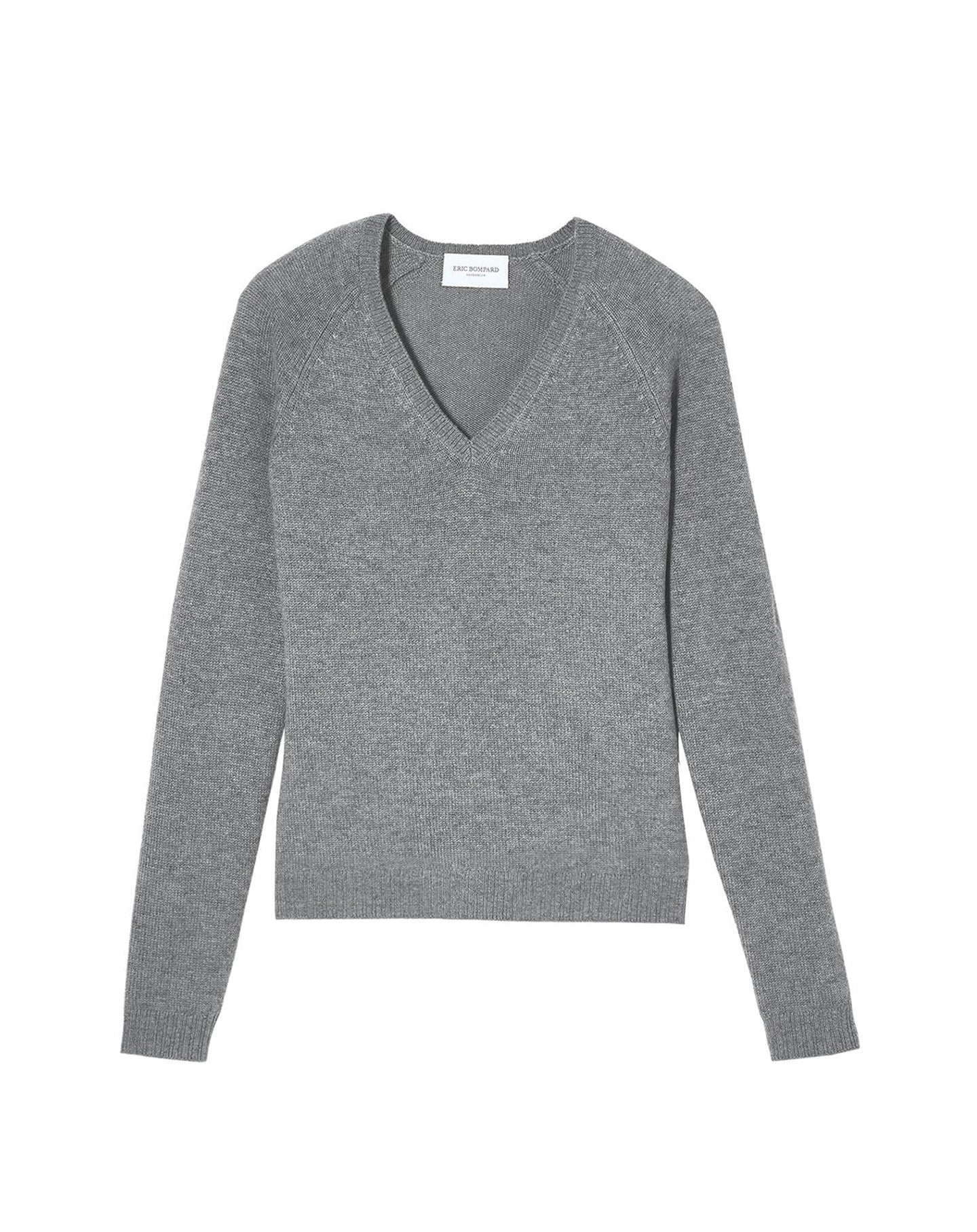 Cashmere V-neck jumper with raglan armholes - Flannel