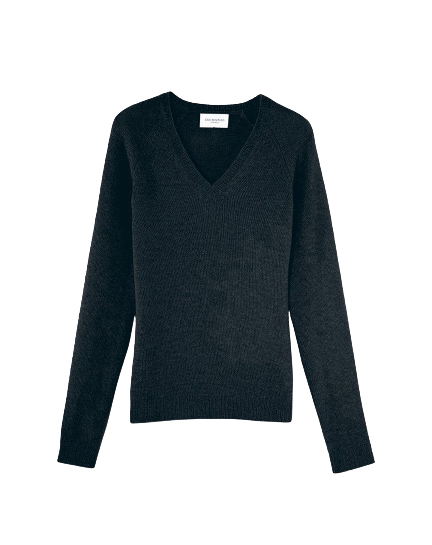 Cashmere V-neck jumper with raglan armholes - Graphite