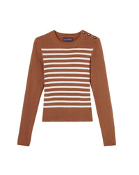 Pull ras de cou marinière avec boutons en cachemire - Vicunia & Milk