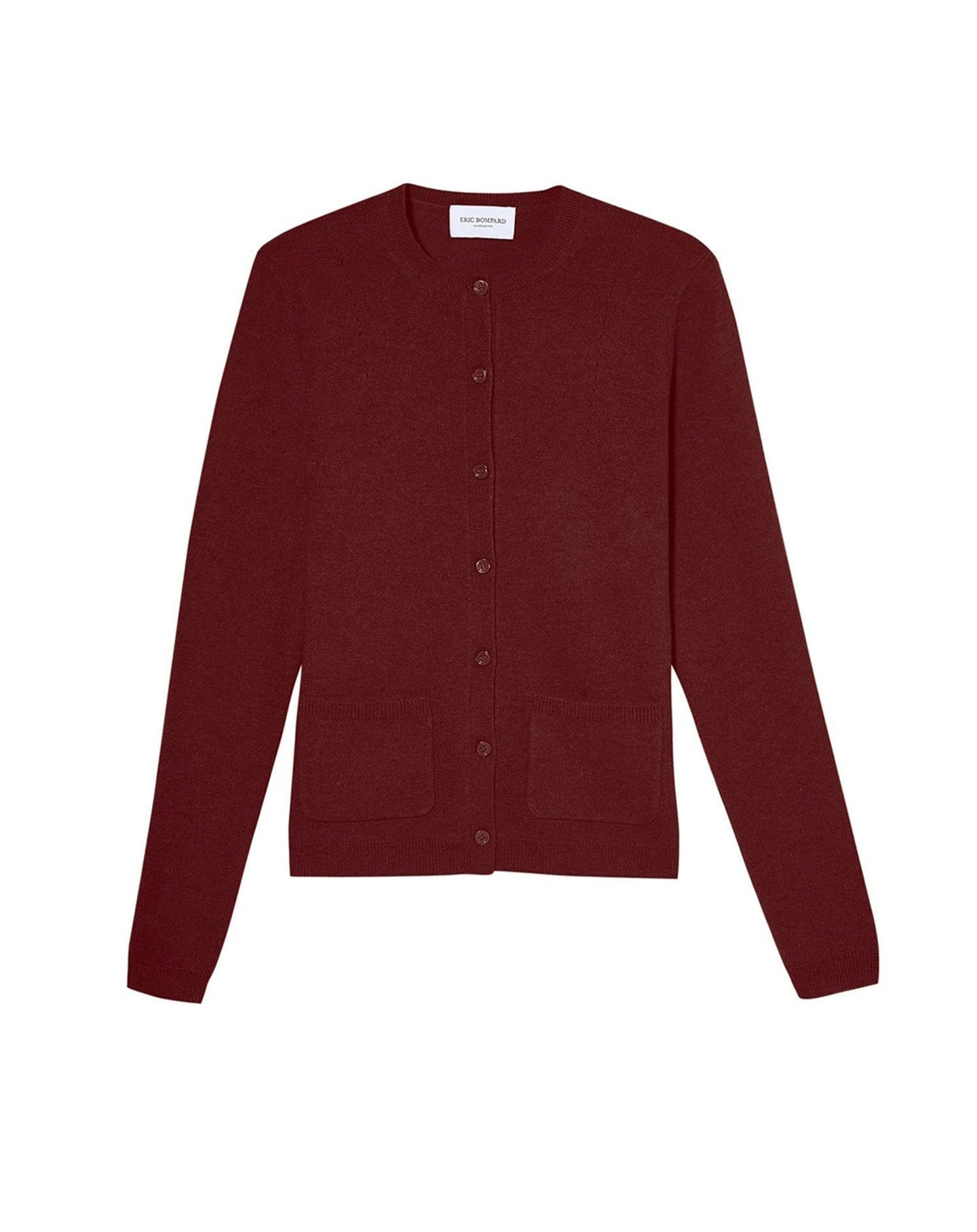 Slim-fit cashmere and silk cardigan with pockets - Cranberry Red