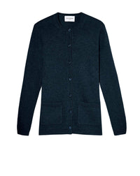 Slim-fit cardigan with cashmere pointelle pockets - Graphite