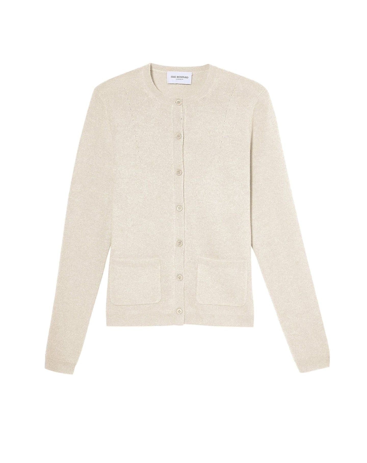 Slim-fit cardigan with cashmere pockets - Tourterelle