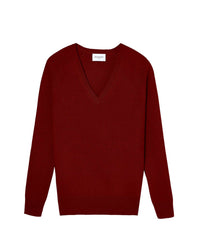 Cashmere hammer neck V-neck jumper - Rouge Girofle