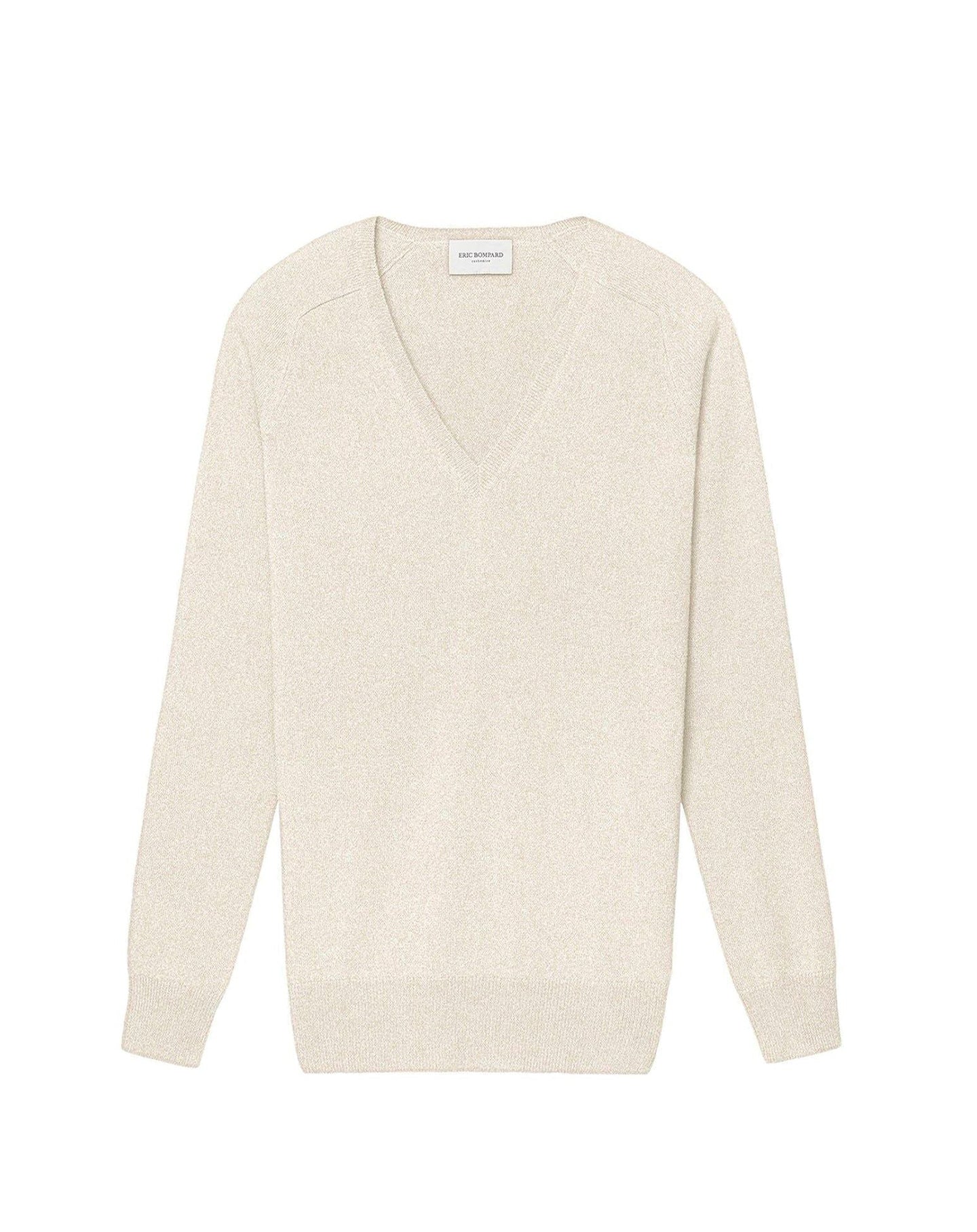 Cashmere hammer arm V-neck jumper - Tourterelle