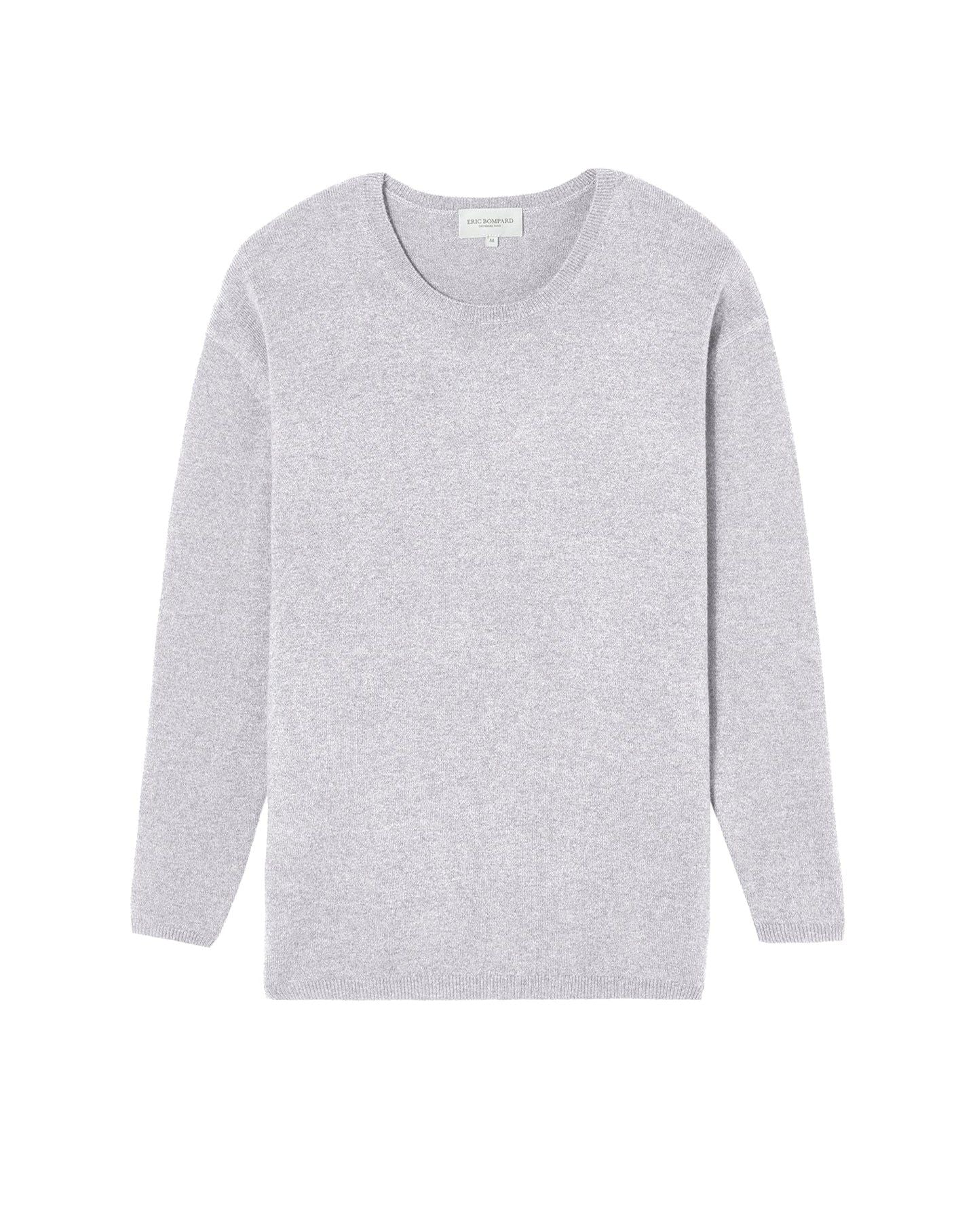 Pull ras de cou oversize en cachemire - Gris Craie