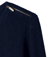 Cashmere ribbed crew neck jumper - Navy