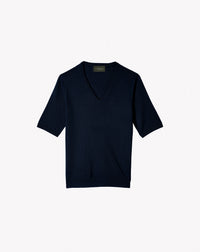 Pull V Manches Courtes Intemporel - Marine