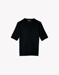 Pull V Manches Courtes Intemporel - Noir