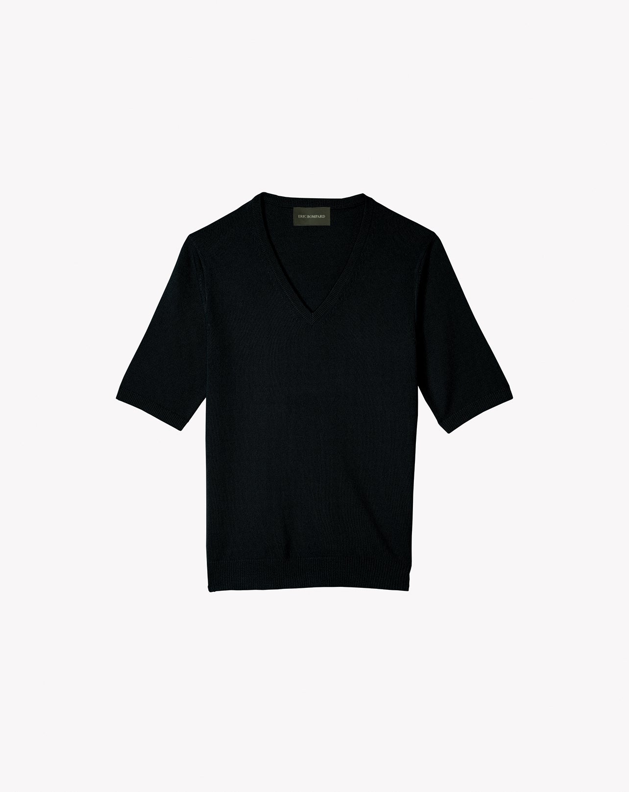 Pull V Manches Courtes Intemporel - Noir