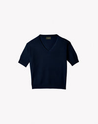 Maxi Pull V Manches Courtes Contemporain - Marine
