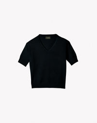 Maxi Pull V Manches Courtes Contemporain - Noir