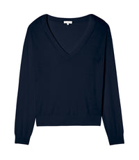 Pull V Ultrafin Contemporain - Marine
