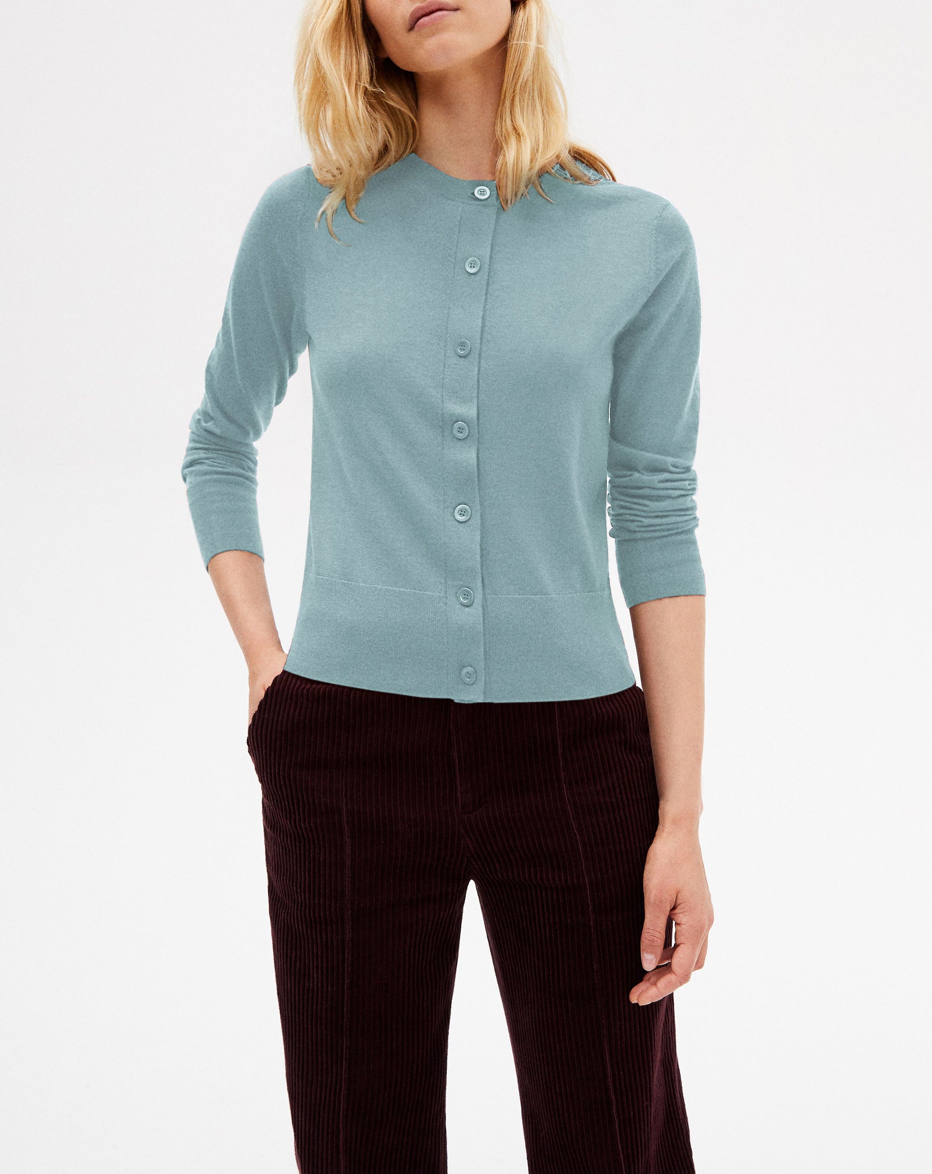Cardigan ultrafin en cachemire - Bleu Mousquetaire