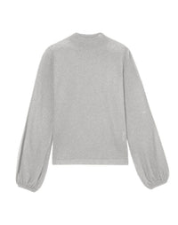 Pull à manches bouffantes en soie et cachemire - Givre
