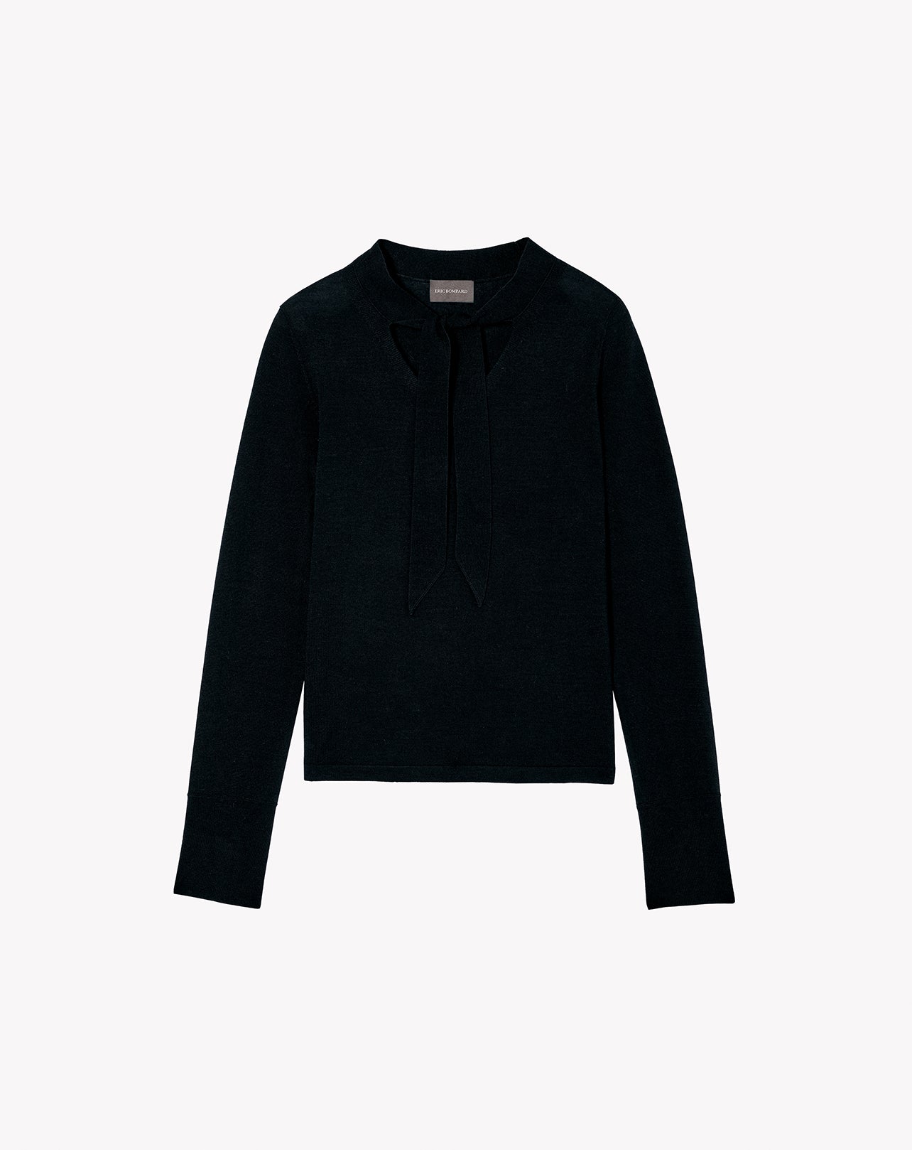 Pull V Ultrafin Détail Cravate - Noir