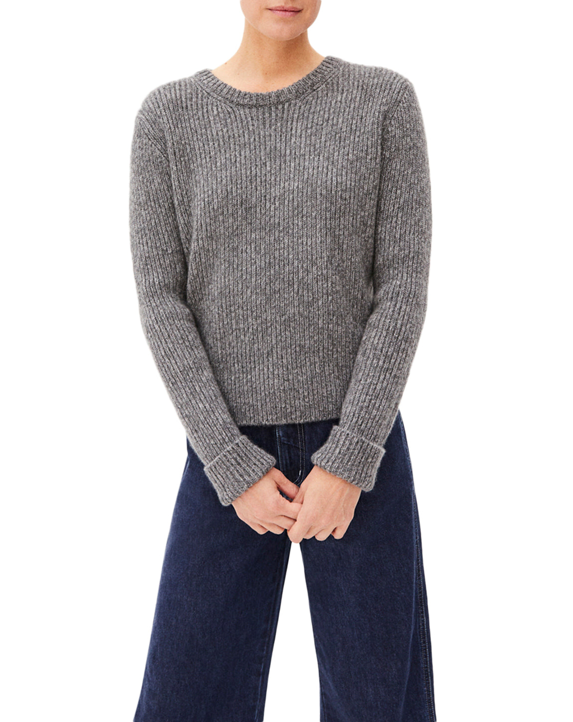 Cashmere ribbed crew neck jumper - Flannel
